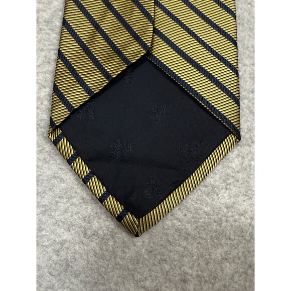 Brooks 346 Silk Gold Navy Stripe Neck Tie - Picture 6 of 6